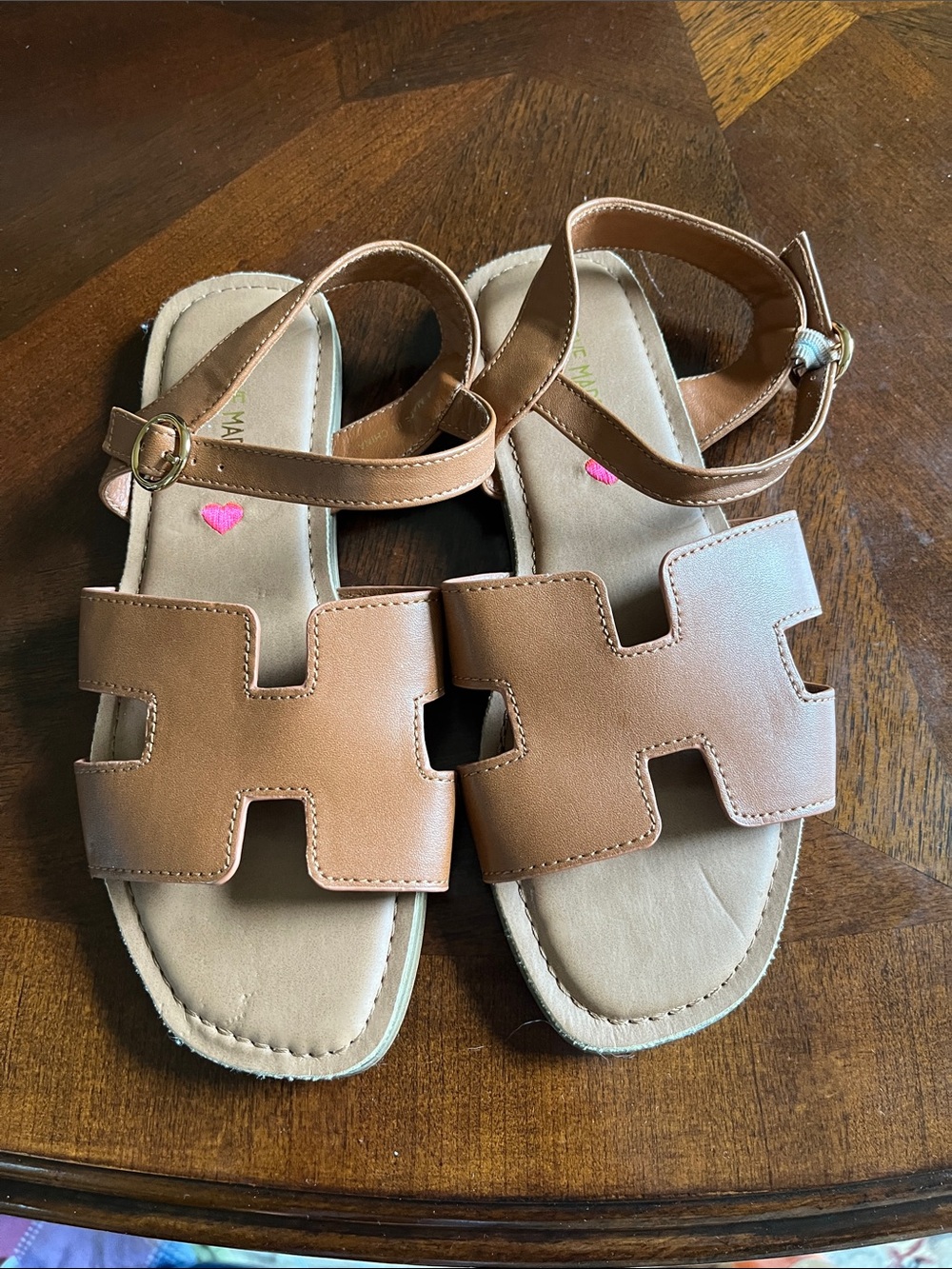 Women's Tan Leather-Style Cutout Ankle-Strap Sandals, Nordstrom Rack